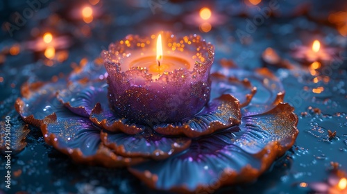 Glowing Purple Lotus Candle A Sensual and Eco-Friendly Alternative to Traditional Birthday Celebrations Generative AI