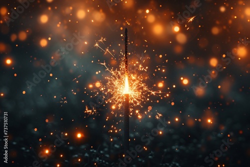 Glowing Firework Tree Branches Generative AI