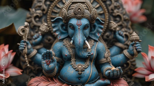 Ganesh the Blue God A Celebration of Hinduism and the Month of August Generative AI