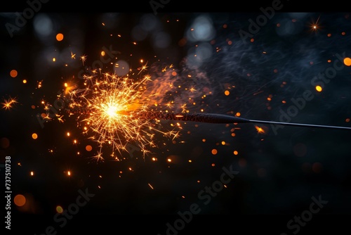 Glowing Firework Sparkles in the Dark Generative AI