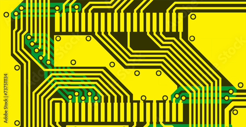 Tracing the conductors of the printed circuit board
of an electronic device. Vector engineering 
drawing of a pcb. Electric technology background.