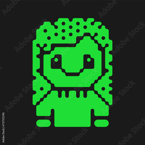 Woman clubber cartoon vector illustration. Rave psychedelic 90s style.