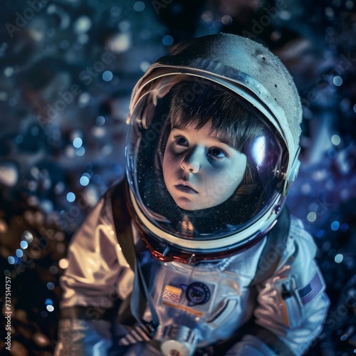 a child does an astronaut suit, space explorer © cff999
