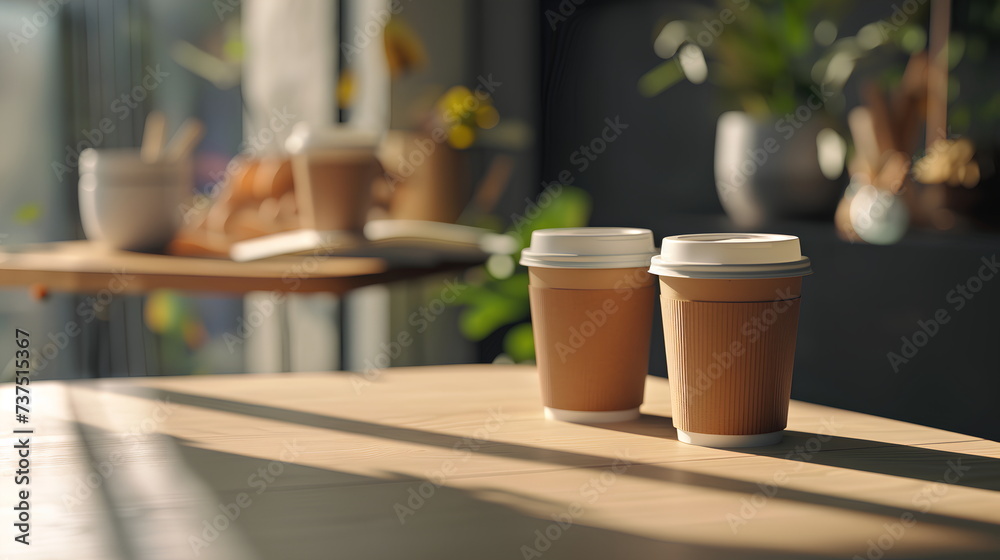 Coffee cups on table Coffee cups on table