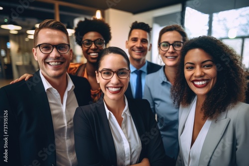 Cheerful business people st...