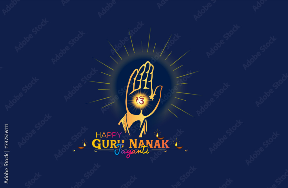 Gurunanak or Guru nanak jayanti concept. Vector poster banner greeting card.