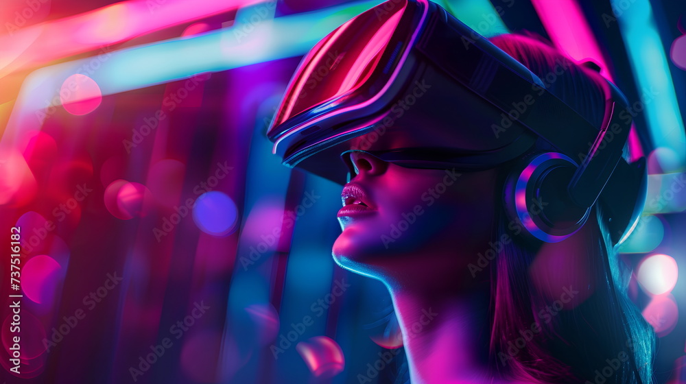 Woman using VR googles Woman using VR googles