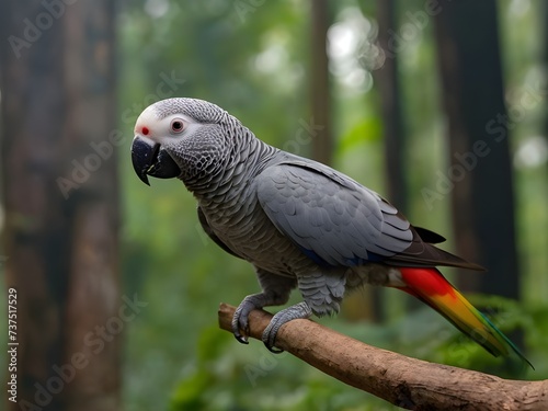 Beautiful bird in nature, blurry background, bird in a tropical garden