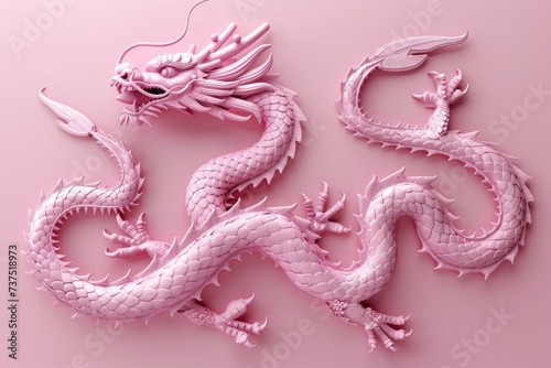pinkish 3D dragon. chinese dragon. 