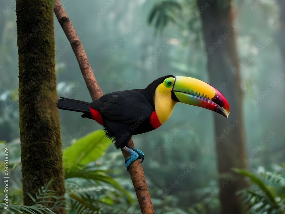 Beautiful bird in nature, blurry background, bird in a tropical garden Beautiful bird in nature, blurry background, bird in a tropical garden