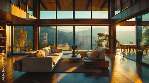 Contemporary mountain house interior