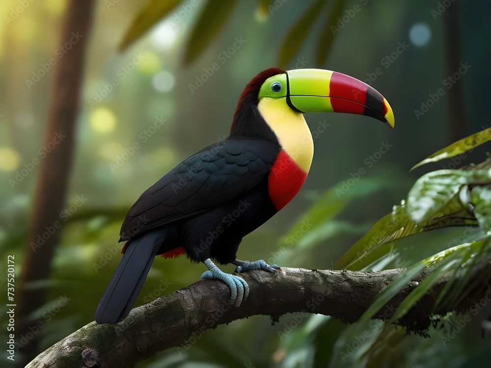 Obraz premium Beautiful bird in nature, blurry background, bird in a tropical garden