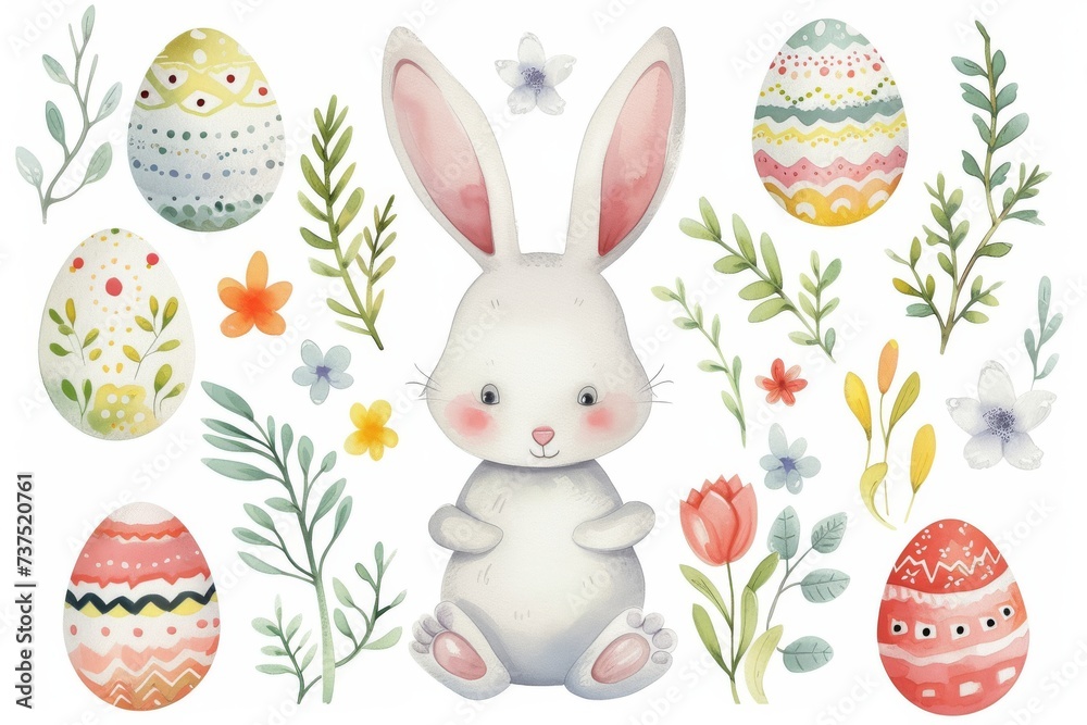 Happy Easter Eggs Basket rebirth. Bunny in flower easter easter sunday decoration Garden. Cute hare 3d royal blue easter rabbit spring illustration. Holy week playful card wallpaper springtime Happy Easter Eggs Basket rebirth. Bunny in flower easter easter sunday decoration Garden. Cute hare 3d royal blue easter rabbit spring illustration. Holy week playful card wallpaper springtime