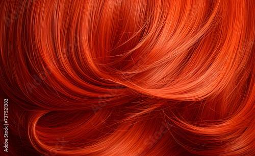Closeup red hair. Women s hairstyle. Hair texture