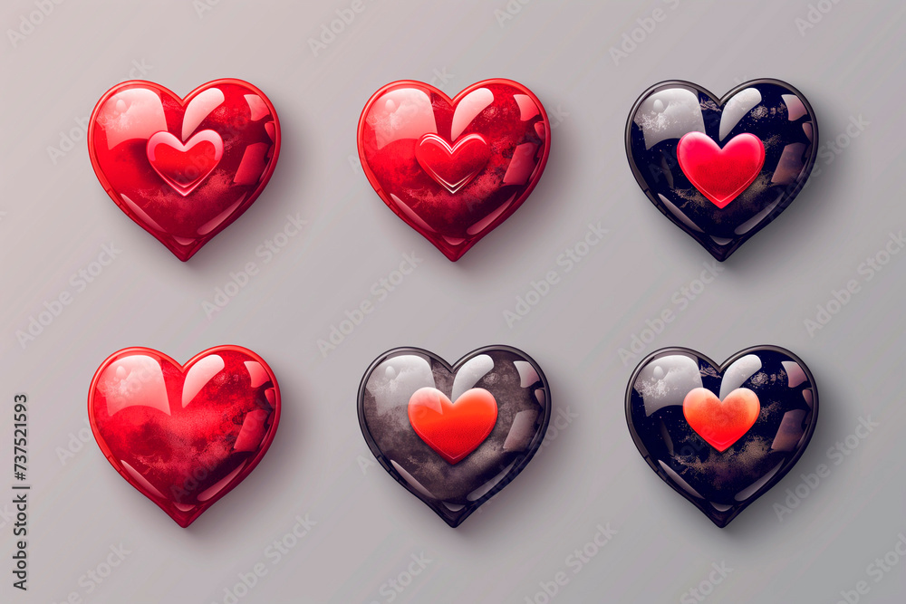 red heart heart icons