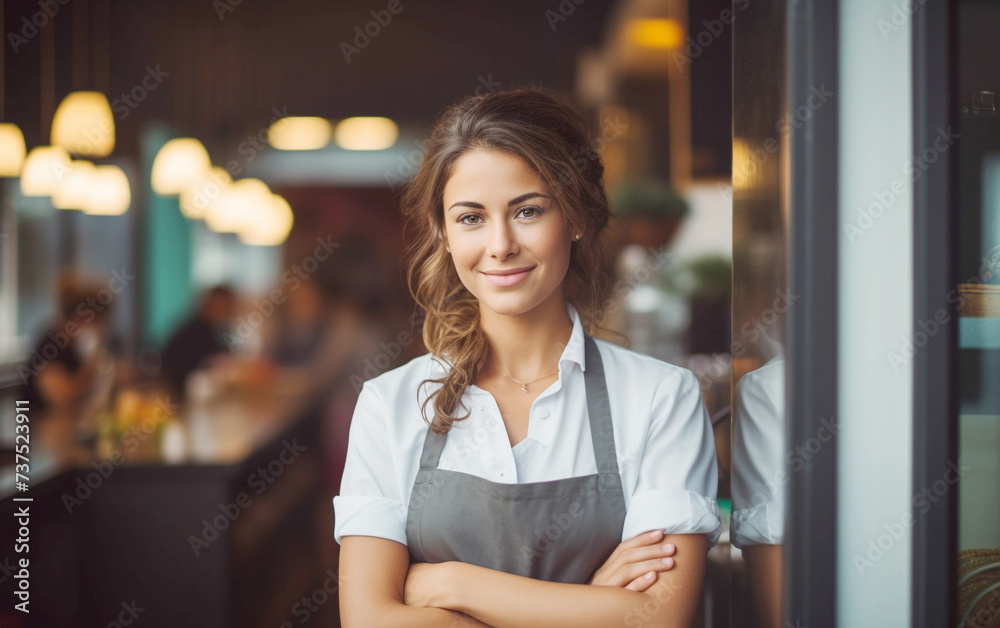 Cheerful Waitress with Warm Welcome