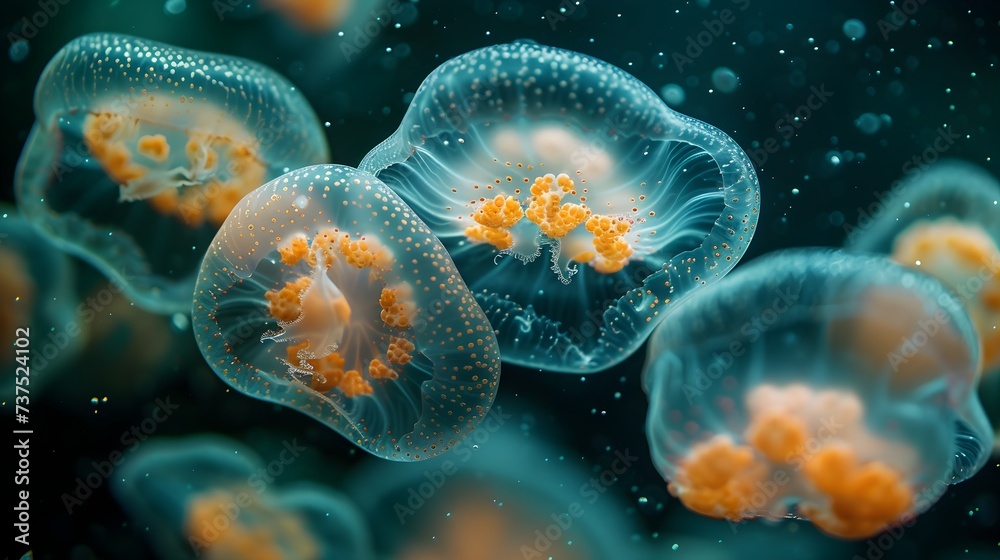 spotted jellyfish move beautifully in the water spotted jellyfish move beautifully in the water