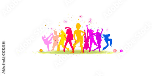 Children dance background banner design. International Dance Day Concept. Colorful trendy, Freestyle dance. Children, youngster, Kids, dance group silhouette vector illustration.