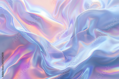 Blue gradient liquid holographic background. Soft abstract marble waves 3d smooth texture.
