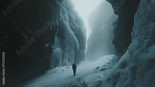 Person in ice cave
