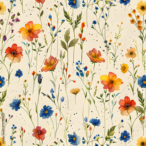 Watercolor small flowers pattern © lutsenko_k_