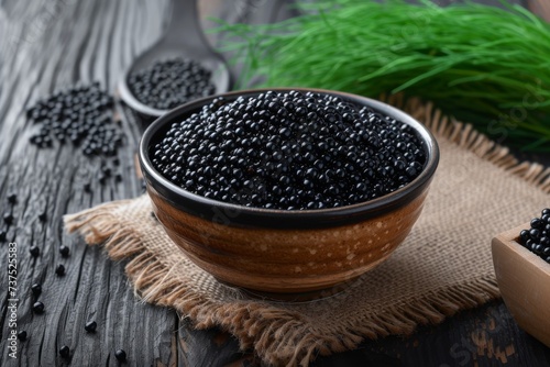 Black sturgeon caviar an exquisite delicacy photo