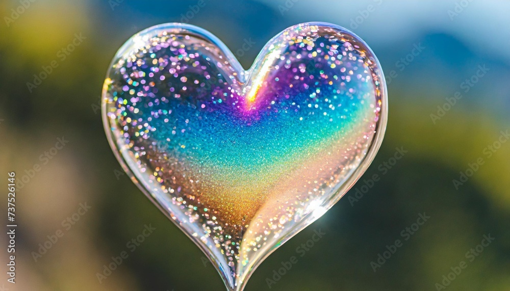 iridescent holographic textural heart cut out on transparent background
