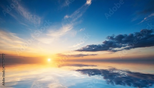 sky background and water reflection on sunset