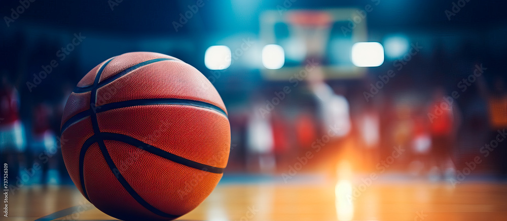 Basketball ball on the court floor Basketball ball on the court floor