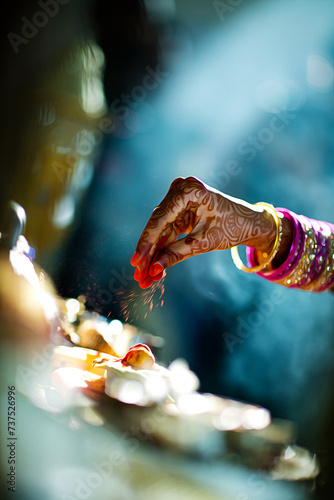  the Indian Yajna ritual. Indian Vedic fire ceremony called Pooja. A ritual rite, for many religious and cultural holidays and events in the Indian tradition. Hindu wedding vivah Yagya © photo for everything