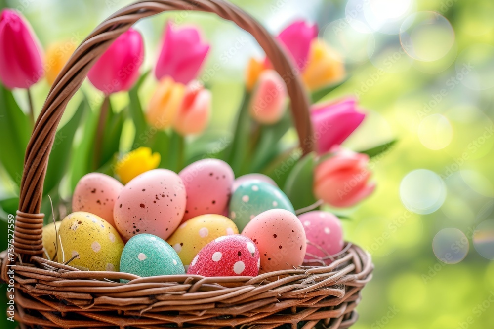 Happy Easter Eggs Basket pastel colors. Bunny in flower easter religious card decoration Garden. Cute hare 3d ivory easter rabbit spring illustration. Holy week renewal card wallpaper sunflower Happy Easter Eggs Basket pastel colors. Bunny in flower easter religious card decoration Garden. Cute hare 3d ivory easter rabbit spring illustration. Holy week renewal card wallpaper sunflower