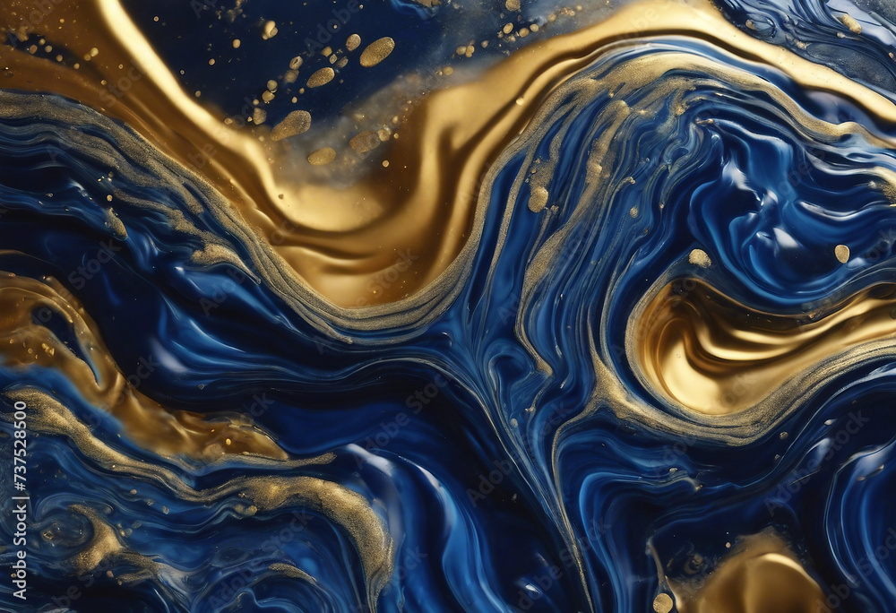 Acrylic Fluid Art Dark blue waves in abstract ocean and golden foam Marble effect background or text Acrylic Fluid Art Dark blue waves in abstract ocean and golden foam Marble effect background or text