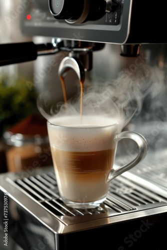 Coffee being poured into a coffee machine.