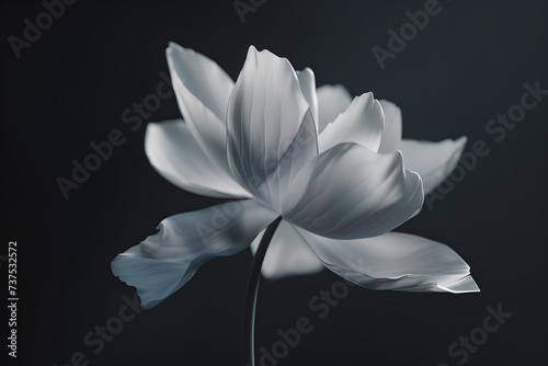 Exotic unusual white flower close-up on a dark background. Ideal for web  banners  cards and more
