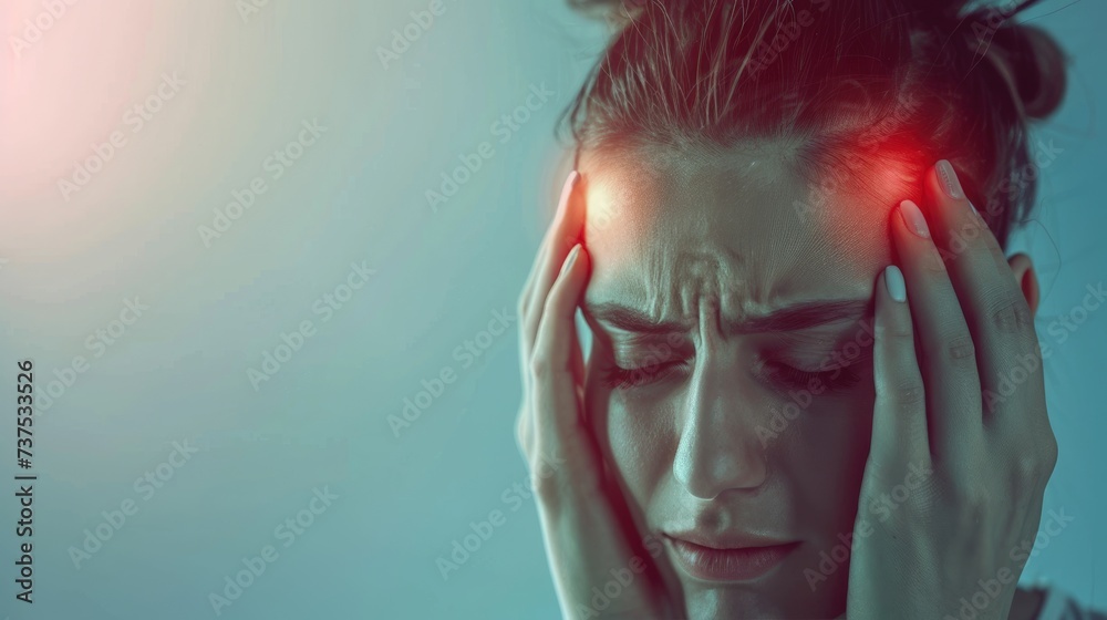 Insomnia at night. Woman with a headache because can not sleep Insomnia at night. Woman with a headache because can not sleep