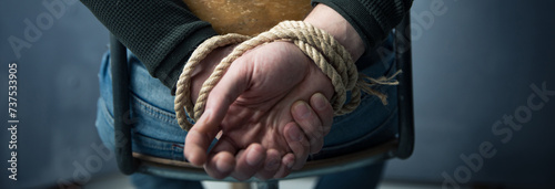 Slika na platnu Hands tied up with rope