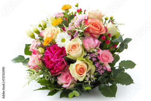 Flowers arranged on a white backdrop