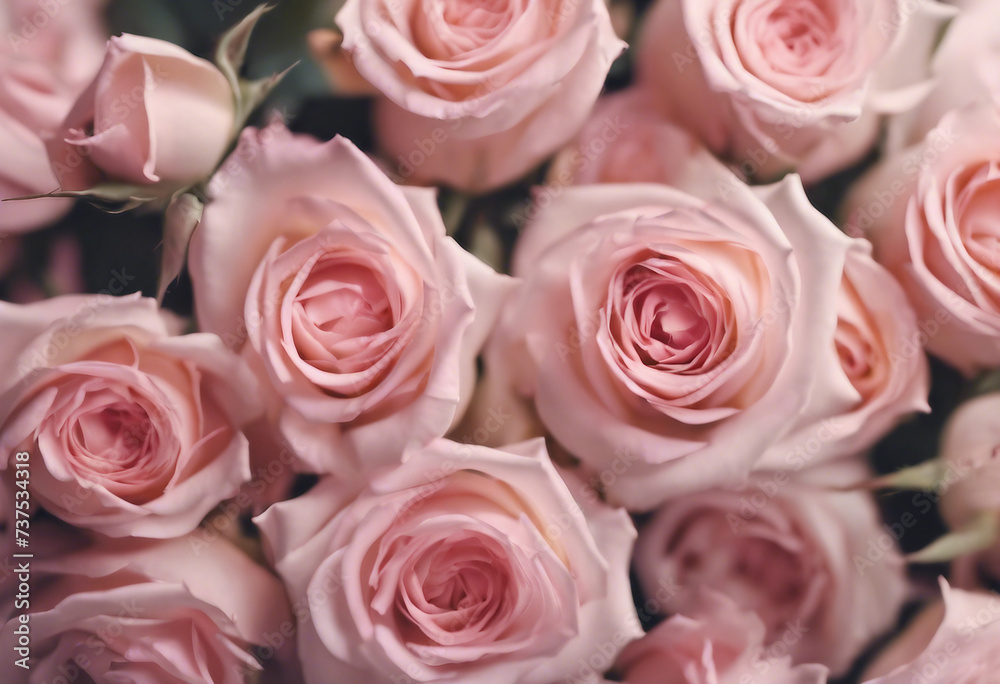 Pastel pink roses frame Beautiful flower arrangement made of fresh pink roses Pastel pink roses frame Beautiful flower arrangement made of fresh pink roses