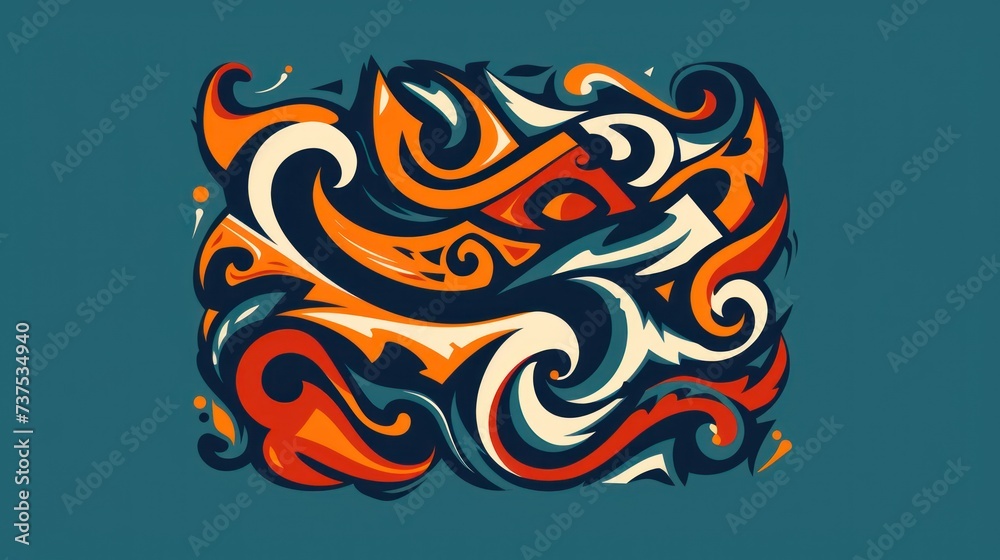 a blue background with an orange and white swirl pattern on the bottom of the image and a blue background with an orange and white swirl pattern on the bottom.