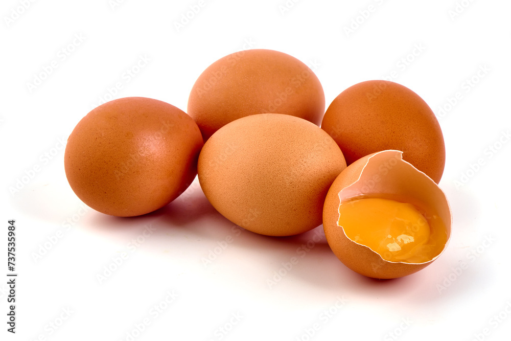 Chicken eggs, isolated on white background Chicken eggs, isolated on white background