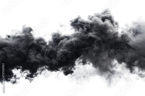 Black smoke billowing out from a chimney. Suitable for illustrating pollution, industrial emissions, or environmental issues