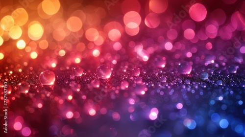 a close up of a blurry background with a lot of bubbles in the foreground and a lot of lights in the background.