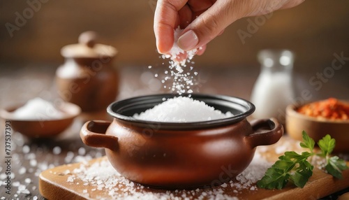 Generated image someone is adding salt to a pot