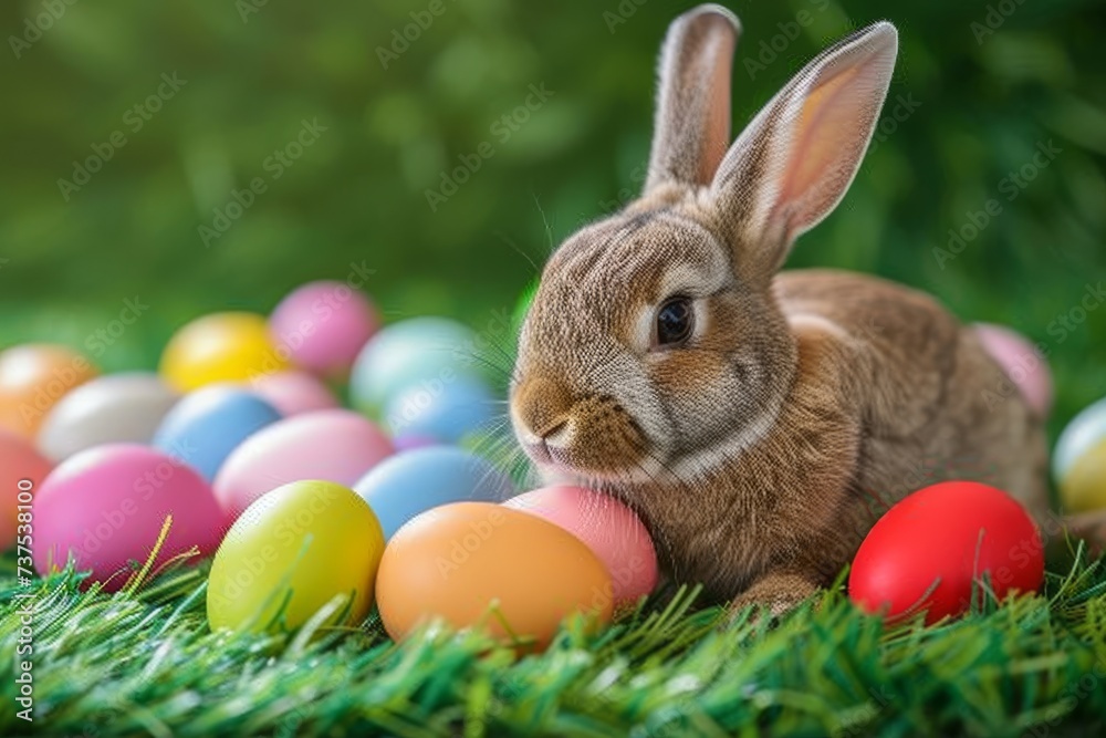 Happy Easter Eggs Basket texture. Bunny in flower easter Opulent decoration Garden. Cute hare 3d turquoise glimmer easter rabbit spring illustration. Holy week glee card wallpaper Spring blossom Happy Easter Eggs Basket texture. Bunny in flower easter Opulent decoration Garden. Cute hare 3d turquoise glimmer easter rabbit spring illustration. Holy week glee card wallpaper Spring blossom
