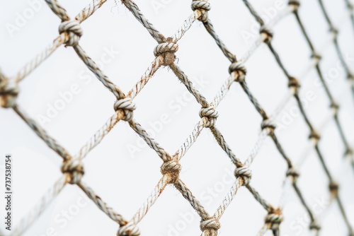 Close up of a white background sporting mesh for football or tennis