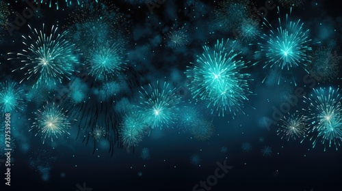 Background of fireworks in Cyan color