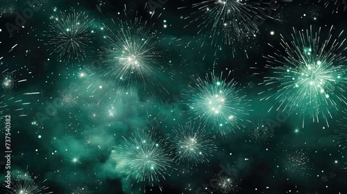 Background of fireworks in Mint color.