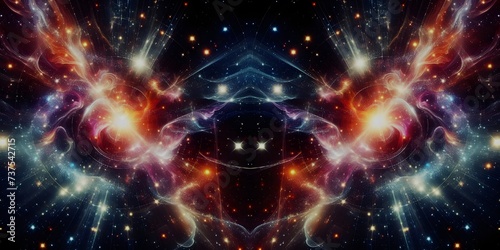 Abstract fractal illustration for creative design looks like galaxies in space. 