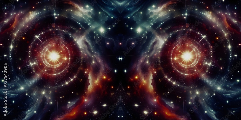Abstract fractal illustration for creative design looks like galaxies in space.