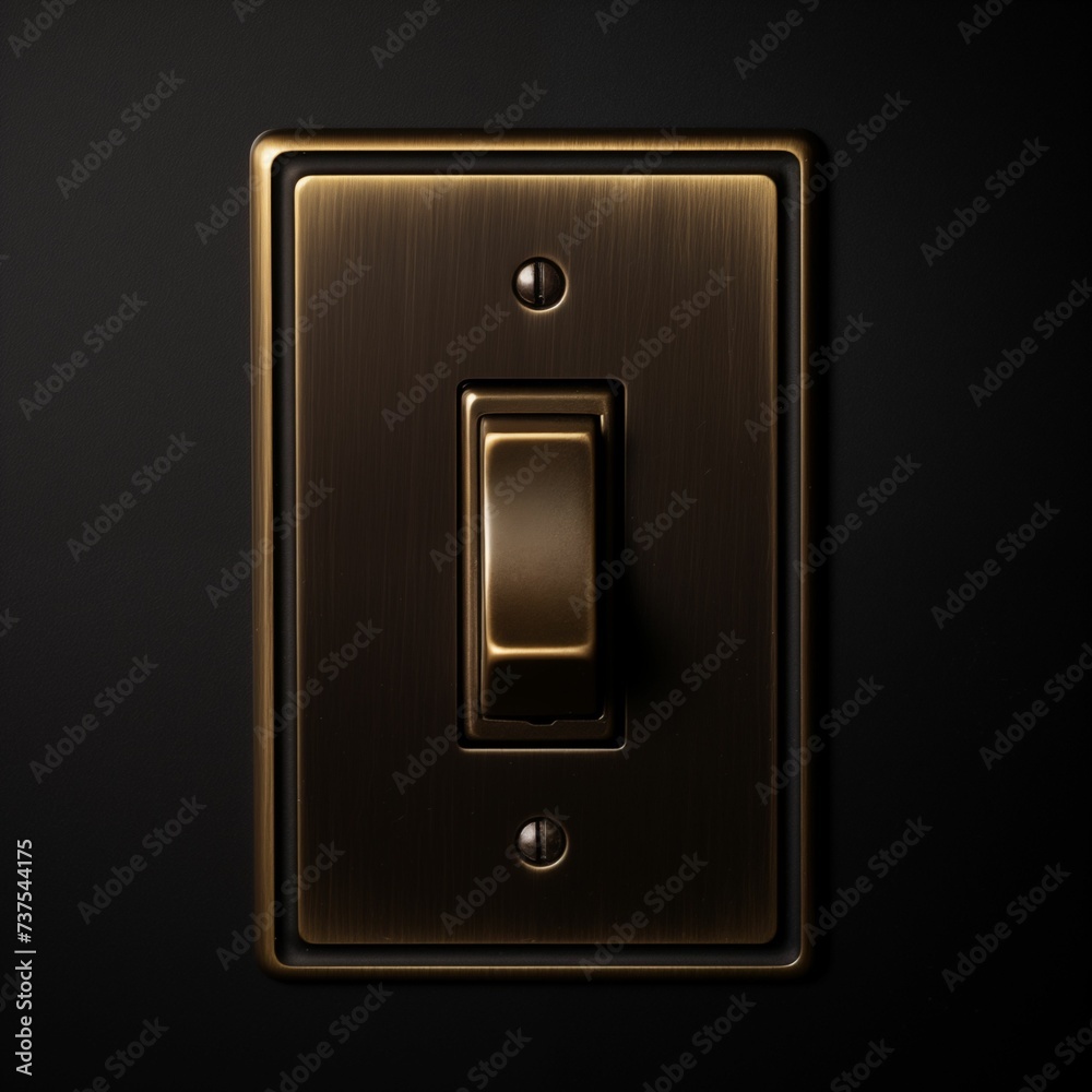 Light switch - black and gold , isolated on a black background Light switch - black and gold , isolated on a black background